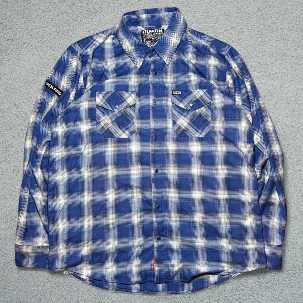 Dixxon Flannel Company Mens Blue White Plaid Polaris D-Tech Shirt XXL
